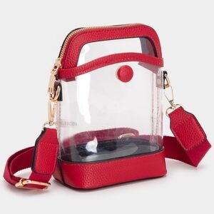 Red Clear Transparent Crossbody Bag Purse Leather Casual Womens Accessory
